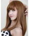 18'' Long Cool Auburn Straight With Bangs Capless 100% Remy Human Hair Women Wigs For Cancer