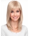 14'' Blonde Straight  With Bangs Monofilament Synthetic Easeful Long  Women Wigs