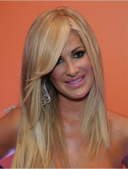 16'' Popular Blonde Straight Lace Front Long Humman Women Kim Zolciak Wigs