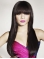 26'' Preferential Black Straight With Bangs Capless Long Human Hair Wigs For Cancer