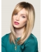 16'' Fashionable Blonde Straight With Bangs Long Lace Front Synthetic Women Wigs