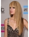 Unique Blonde Straight  Layered With Bangs Capless Long Human Hair Taylor Swift Wigs