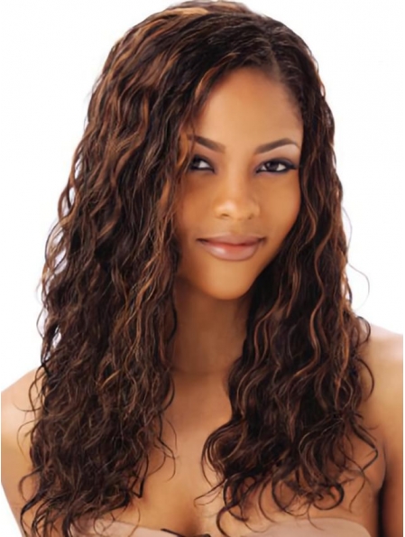 20'' Style Auburn Wavy Without Bangs Full Lace Long Human Hair Wigs