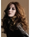 22'' Stylish Brown Wavy Without Bangs 100% Hand-Tied Monofilament Long Remy Human Hair Women  Wigs