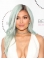 16'' Gorgeous Long Wavy Without Bangs Lace Front Synthetic Grey Kylie Jenner Inspired Wigs
