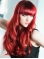 22'' Light Red Wavy With Bangs Capless Human Hair Women Wigs