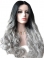 22" Wavy Without Bangs Long Lace Front Human Hair Ombre Wigs