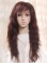 22'' Soft Auburn Wavy With Bangs 100% Hand-Tied Remy Human Hair Long Women Wigs