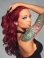 20'' Sexy Long Wavy Lace Front Red 100% Human Hair  Wig