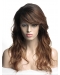 20'' Wavy With Bangs  Monofilament Top Long Ombre Hair Color Human Hair Wigs