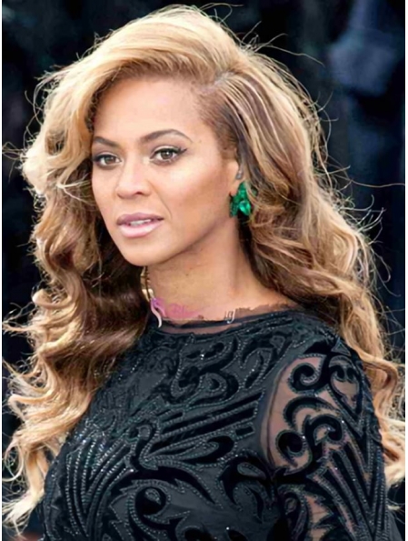 Beyonce Knowles Breathtaking 100% Human Hair Long Wavy Lace Front Wig about 22 Inches