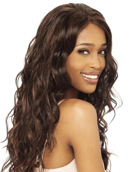 Cool Indian Remy Hair Lace Front Wavy Long Wigs