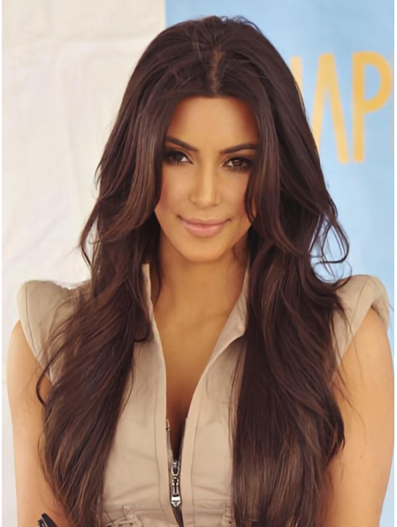 Kardashian Hairstyle Long Loose Wavy 26 Inches Lace Front 100% Real Human Hair Wig