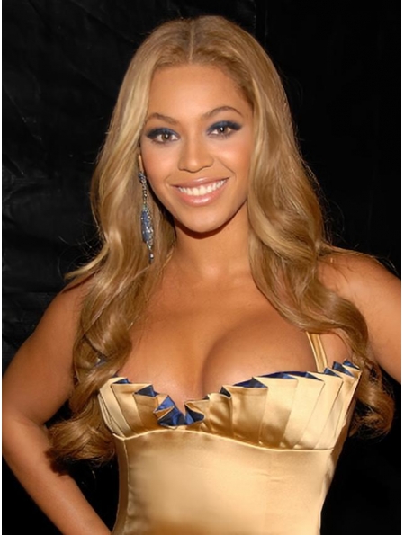 Beyonce Knowles Elegant 100% Indian Human Hair Full Lace Long Wavy Wig about 22 Inches