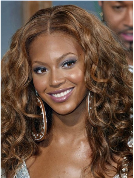 Beyonce Knowles100% Human Hair Stylish Mid-length Curly Full Lace wig about 16 inches