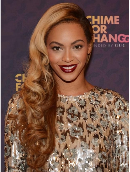 Beyonce Knowles Flowery and Sexy 100% Human Hair Long Wavy Full Lace Wig about 22 Inches