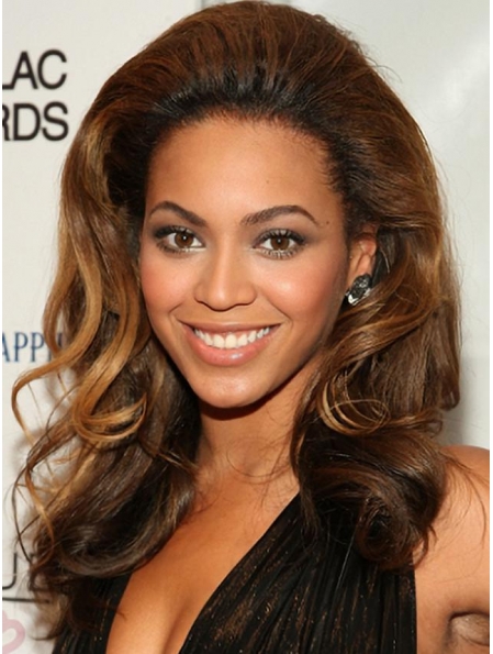 Beyonce Knowles 100% Indian Human Hair Queenlike Long Wavy Full Lace Wig about 18 Inches