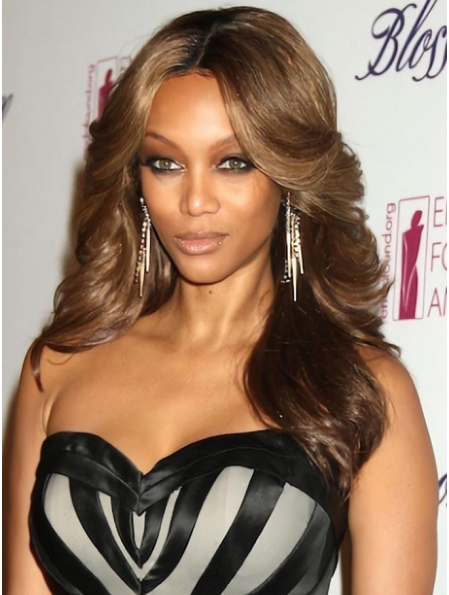 Tyra Banks Feminine Long Body-wave Style Lace Human Hair Wig 20 Inches