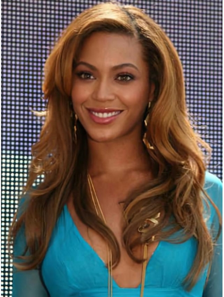 Beyonce Knowles 100% Human Hair Graceful Beautiful Long Wavy Full Lace Wig about 20 Inches