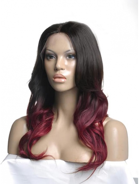 Hot Ombre Long Wavy 100% Human Hair Full Lace Wig 20 Inches
