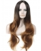 Discount 26 Inch long Wavy Style Lace Front 100% Remy Hair Ombre Wigs