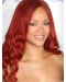 Rihanna Red Long Wavy Lace Front Human Hair Wigs