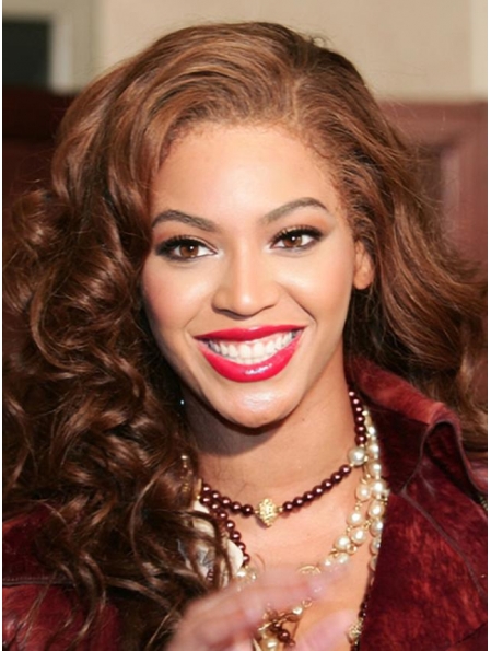 Beyonce Knowles Classic and Glamorous Human Hair Long Bouncy Spiral-curly Lace Front Wig about 16 Inches