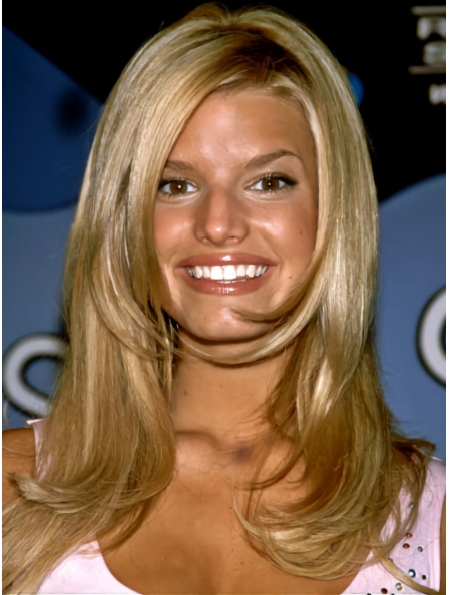 Jessica Simpson special 100% human remy hair long layered wavy lace wig about 16 inches