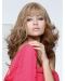 Monofilament Blonde 18" Curly Long With Bangs Human Hair Wig Products