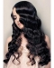 Beautiful Remy Human Hair Black Curly Long Wigs