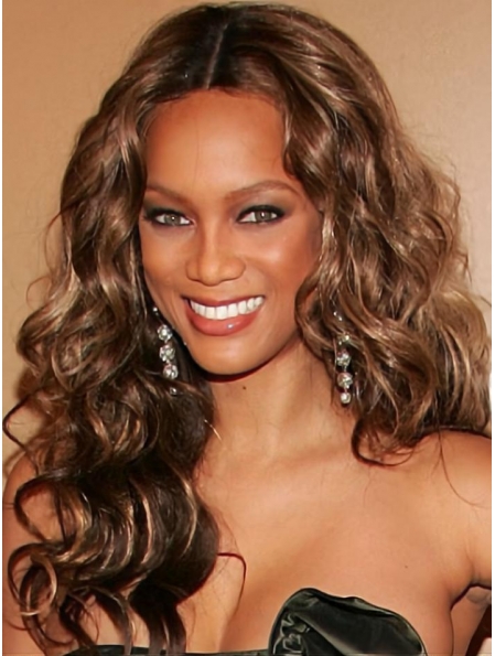 Tyra Banks Blooming Long Loose-curl Shag Lace Front Human Hair Wig 20 Inches