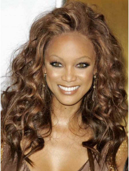 Tyra Banks Long Tight-curls Lace Human Hair Wig 18 Inches