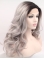 Curly Grey Without Bangs Synthetic Shoulder Length Lace Front Synthetic Women Wigs