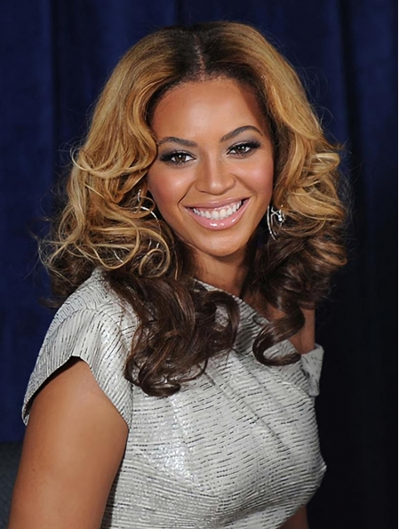  Curly Long Full Lace Without Bangs Ombre/2 Tone Synthetic Women Beyonce Wigs