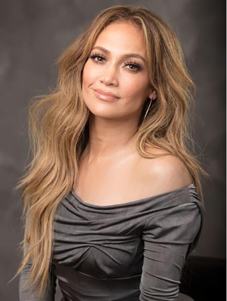 Blonde Curly Without Bangs Lace Front Long  Synthetic Women Jennifer Lopez Wigs