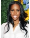 Curly Black Without Bangs Lace Front Long Human Hair Women Kelly Rowland Wigs