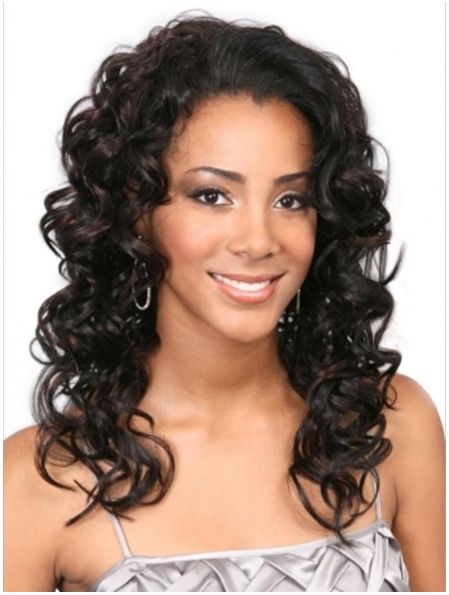 Shining Brown Curly Capless Long Human Hair Wigs & Half Women Wigs
