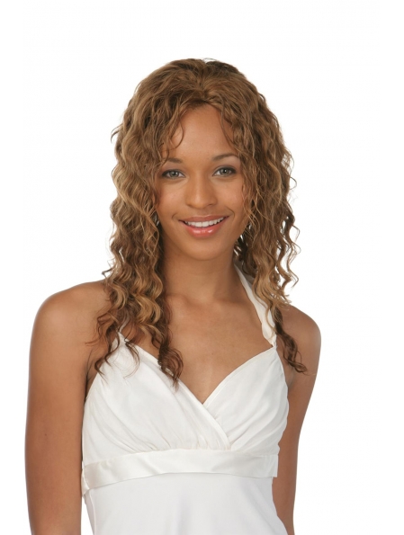 Gentle Auburn Curly Long Human Hair Lace Front Women Wigs