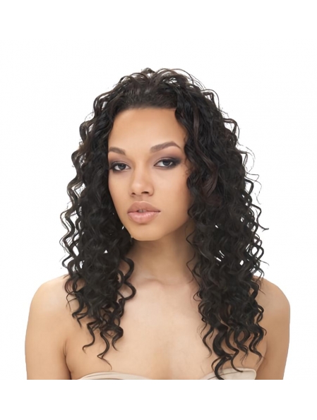 Trendy Black Curly Long Glueless Lace Front Synthetic Women Wigs