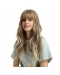 Blond Long Wavy Synthetic Wigs with Fluffy Air Bangs For Women