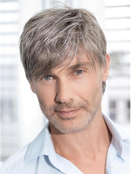 Gray Synthetic Lace Front Monofilament Wigs For Men