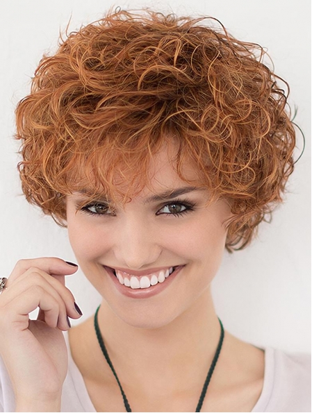 Copper Layered 10" Curly Lace Front Copper Short Synthetic Wigs