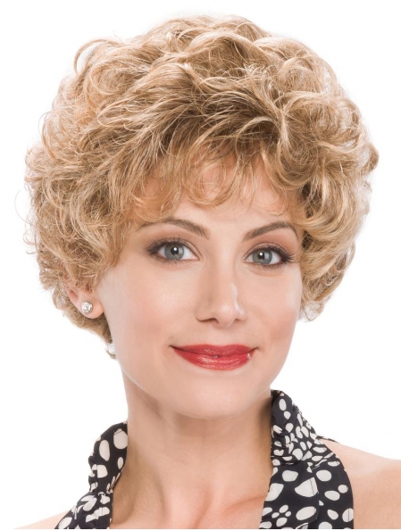 Popular Blonde Sexy Cheap Short Wavy capless Wig 8 Inches For Older Women