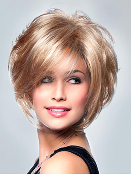 Custom Charming Celebrity Hairstyle Short Curly Lace Front Mono Top Wigs