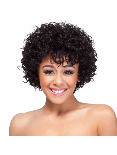 Auburn Natural Looking Classic Curly Short Synthetic Wigs For Women