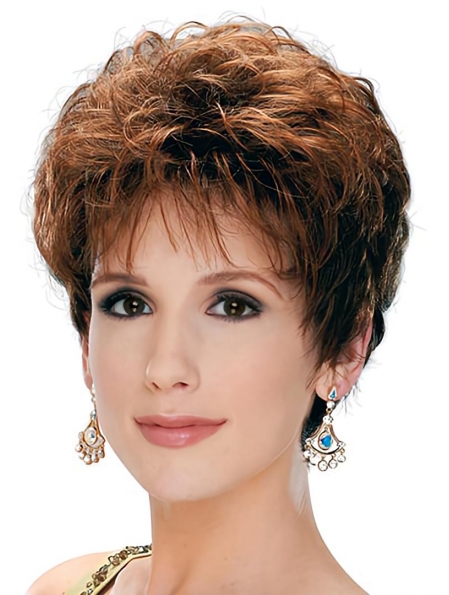 Women's Short Hairstyles for Fine Hair Pixie Cut Side Part curly Synthetic Hair Wigs