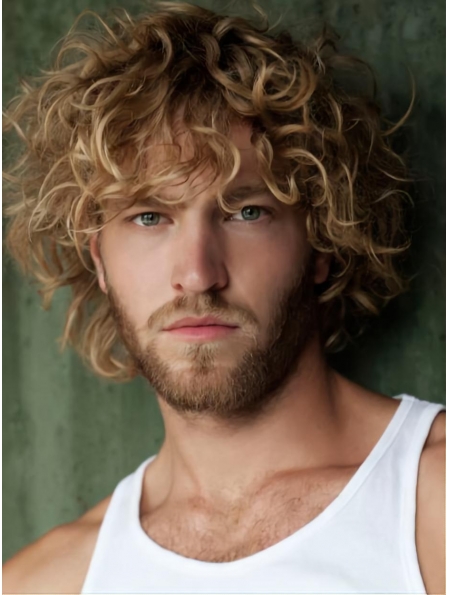 Affordable Short Curly Cut Human Hair Full Lace Men's Wig