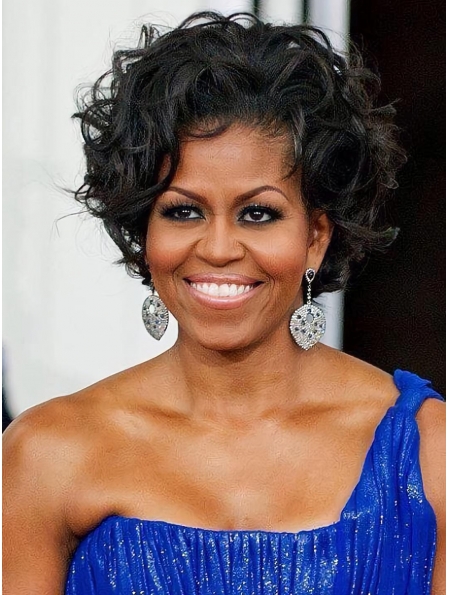 2021 New Arrival First Lady Short Curly Wigs Michelle Obama Human Hair Lace Front Wigs For Black Women