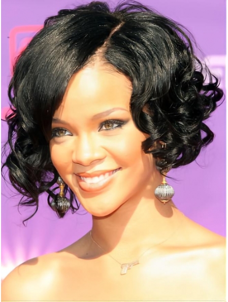 Rihanna Glowing and Flattering Short Twisty Curly Lace Front Human Hair Wigs For Women