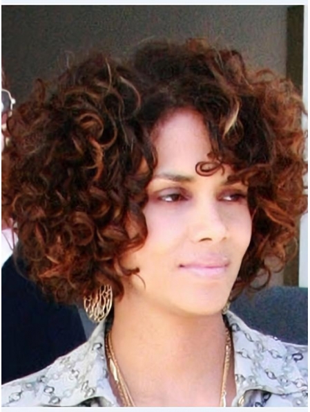 Halle Berry Voluminous and Vivacious Short Curly Lace Front Human Hair wigs For Women
